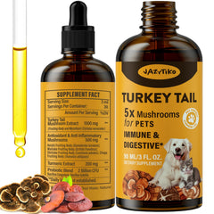 Jazytiko turkey tail for dogs bottle—vet-formulated immune and digestive support.