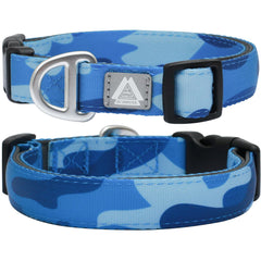JC HOUSE soft padded collar in camo blue offers comfortable daily wear