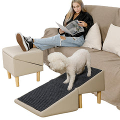 JDYEKYGF 2in1 split ottoman dog ramp shown as a compact pet access solution.