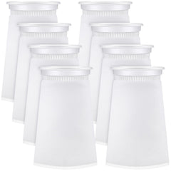 Jecery 8-pcs filter socks with ring for reliable aquarium debris filtration in saltwater or freshwater tanks.