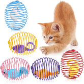 Jecery bolas-resorte azul para gato, ideal para ejercitarse durante el juego.