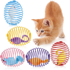 Jecery bolas-resorte azul para gato, ideal para ejercitarse durante el juego.