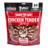 Jeffers Chicken Jerky Dog Treats packaging in resealable bag for travel freshness.