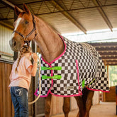 Jeffers Expression blanket rugged 1200D shell resists tears and keeps horse dry in rain.