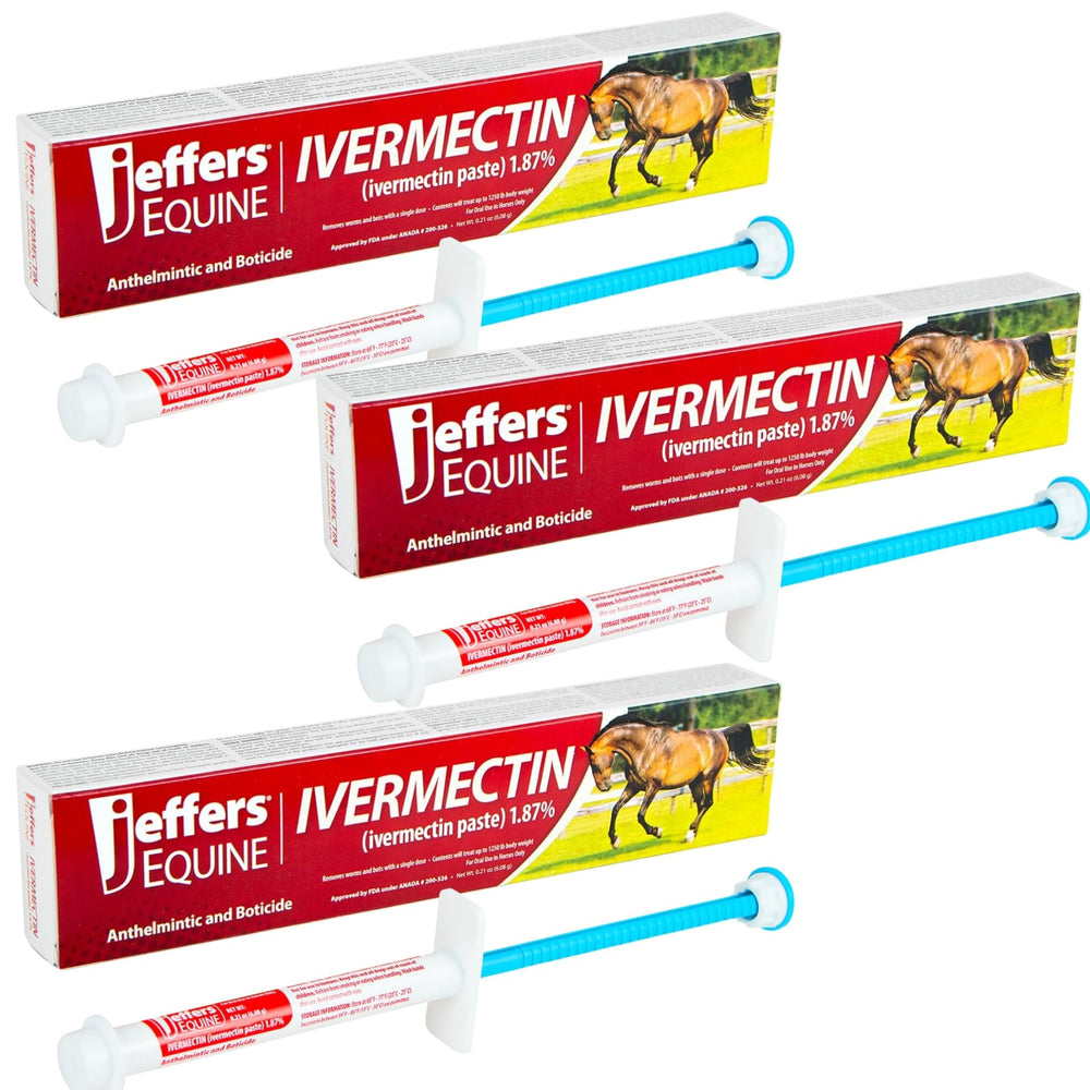Jeffers ivermectin gel apple-flavored paste for horses makes dosing easy and predictable.