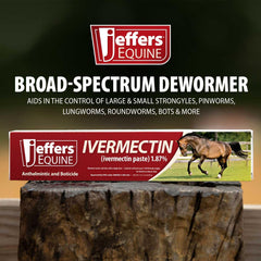 Jeffers ivermectin gel suitable for horses of all ages in a barn setting.
