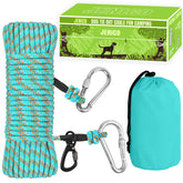 Jenico dog tie-out 70ft cable camping between trees for safe outdoor adventures.