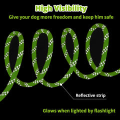 Jenico dog tie-out cable 100ft glow rope for spacious yard roaming.