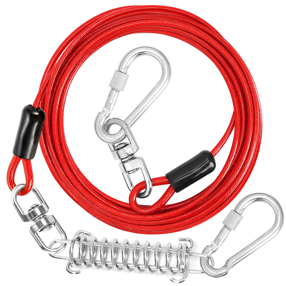 Jenico dog tie out cable 10ft with swiveling hook for secure backyard containment