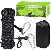 Jenico dog tie-out cable 50ft setup highlights quick, secure outdoor containment.