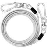 Jenico dog tie out cable 50ft in yard offers sturdy outdoor freedom.