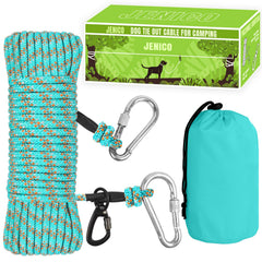 Jenico dog tie-out cable 50ft shown in yard for safe roaming