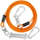 Jenico dog tie-out cable closeup of the heavy-duty locking carabiner for secure restraint