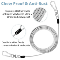 jenico dog tie out cable reflective coating shown at dusk enhances nighttime visibility and safety.