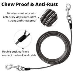 Jenico dog tie-out cable with reflective PVC coating for nighttime visibility