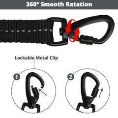 jenico Long Dog Leash shows reflective threads for safer evening visibility.