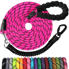Jenico Long Dog Leash 50ft with padded handle provides comfortable grip on walks.