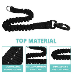 Jenico leash features reflective stitching for high visibility in low light.