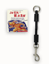 JERK-EASE Bungee dog leash extension connects securely to any leash, reducing sudden pulls for smoother walks.