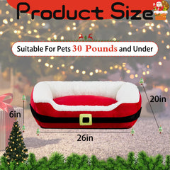 Jetec 26-inch Christmas dog bed side view highlights sturdy shape and neck support.