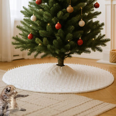 Jetec Christmas Cat-Proof Tree Skirt Kit setup demonstrates full tree protection from climbing pets.
