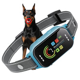 JEUJE dog bark collar blue front view shows compact design for daily training