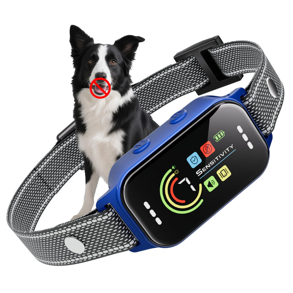 JEUJE Dog Bark Collar front view with adjustable strap for versatile fit and humane training aid.