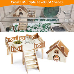Jevnd hamster cage food-bowl area helps organize bowls and water bottles neatly.