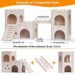 Jevnd wooden hamster castle interior with multi chambers encouraging exploration