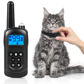Jeyihka cat shock collar remote front view demonstrates a compact trainer for responsive cat control.