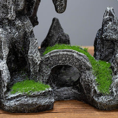 JGZTJXNK aquarium mountain view ornament fits in compact tanks for flexible placement.