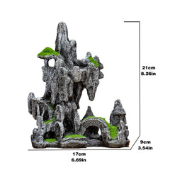 JGZTJXNK aquarium mountain view ornament highlights moss accents for lifelike texture.