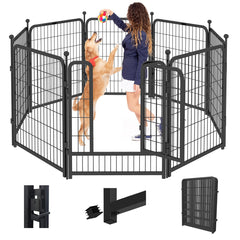 Jhsomdr dog playpen 40in 8-panel assembly demonstrates quick indoor setup for pets.