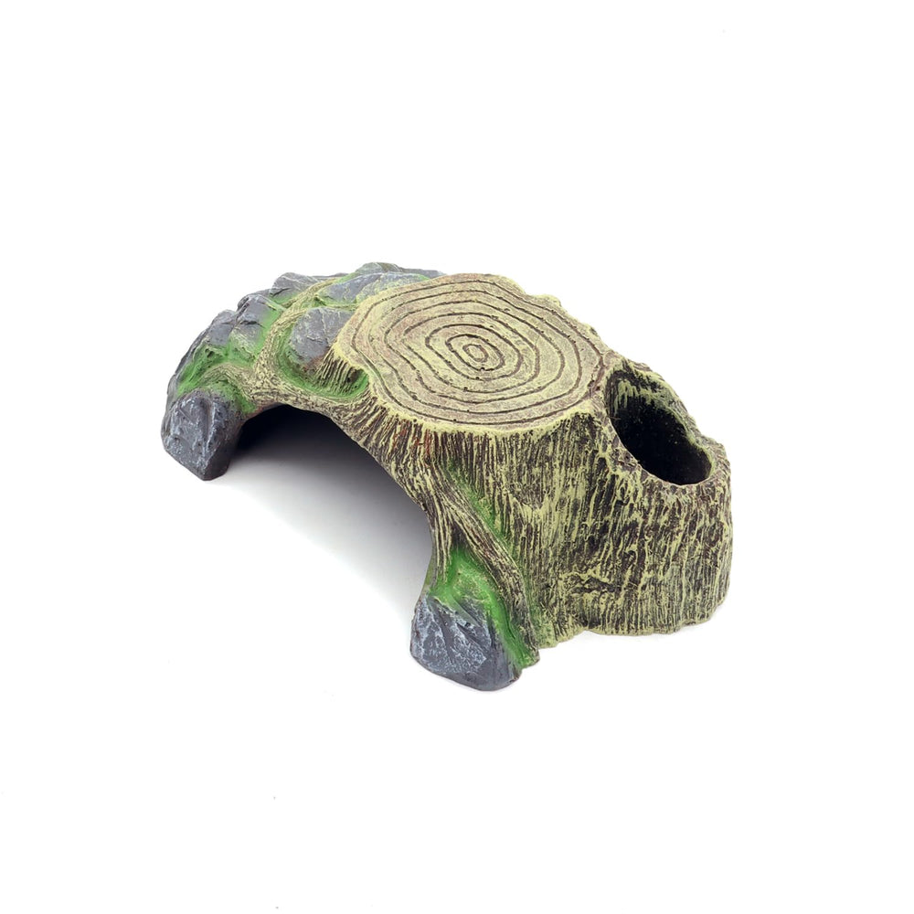 JIHAQUA small reptile cave hide front view provides secure shelter for small reptiles.