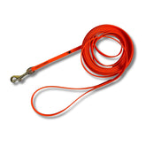 Jim Hodges Gummy K9 Biothane leash 20ft 3/8in for focused training sessions.
