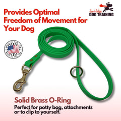Jim Hodges Gummy Dog Leash close-up with brass fittings and Biothane durability.