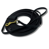 Jim Hodges Gummy K9 Biothane leash shows 32.5-foot length for versatile training.