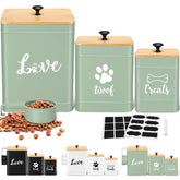 Jingmore dog treat containers set with sage green lids for airtight freshness