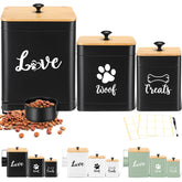 Jingmore metal dog treat containers with bamboo lids on counter for easy access