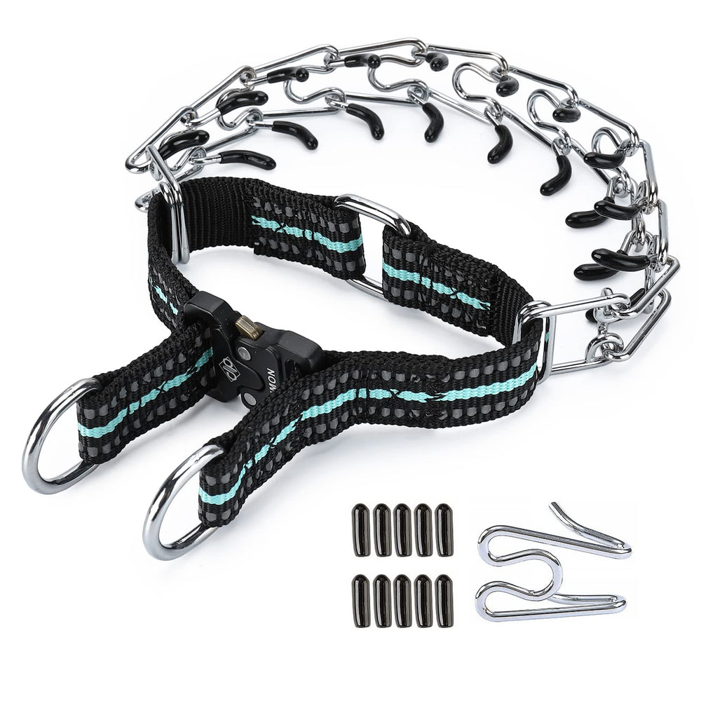 JIPIMON pinch collar teal strap for gentle obedience training during walks
