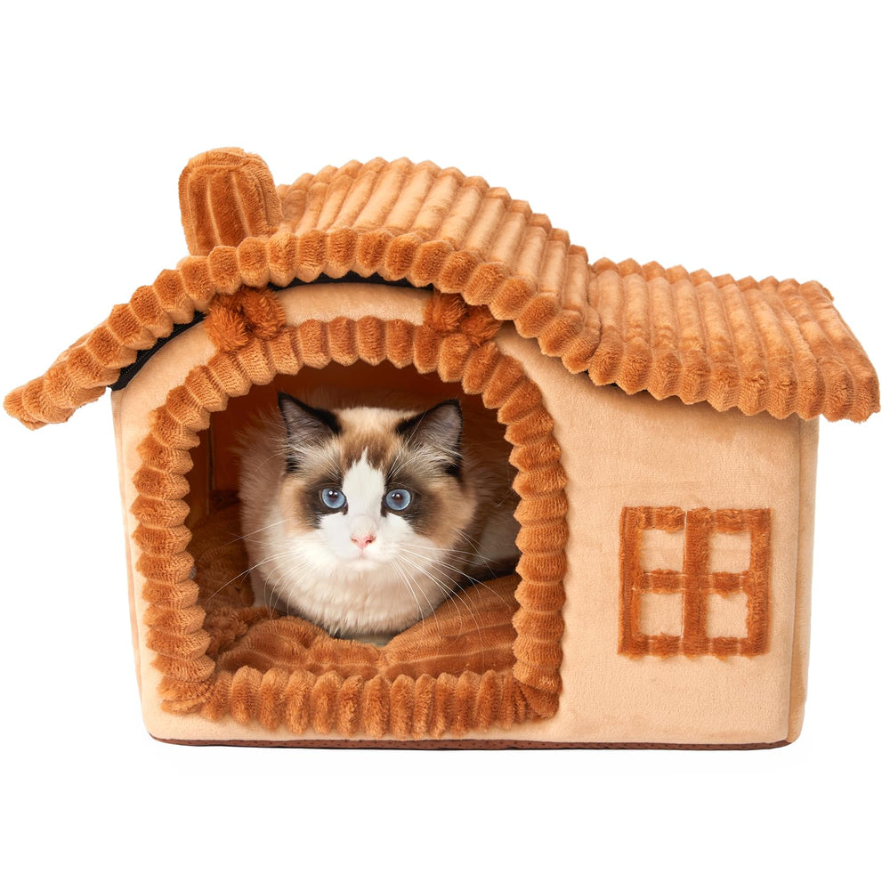 Jiupety Bear Cat House front chimney view for cozy play
