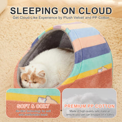 Jiupety cat bed reversible cushion demonstrates seasonal styling and versatility.