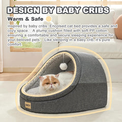 Jiupety cute cat bed indoor cave entrance offers secure hideaway for kittens.