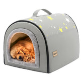 Jiupety Indoor Dog House 2in1 setup showing compact foldable design for small dogs.