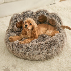 Jiupety paw shape bed machine washable for easy cleaning after pet naps.