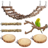 JJunLiM Brid Perch Stand natural wooden perch for parakeets with safe chewing texture.