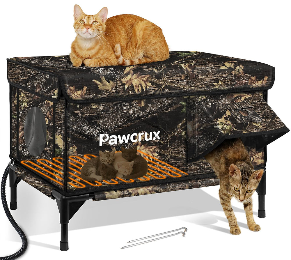 JLSAME weatherproof cat house exterior shows sturdy outdoor shelter in leaf color