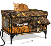 JLSAME weatherproof cat house with leaf-color exterior for winter outdoor shelter.