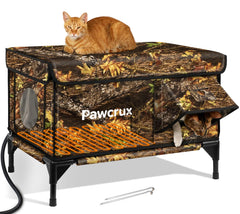 JLSAME weatherproof cat house with leaf-color exterior for winter outdoor shelter.