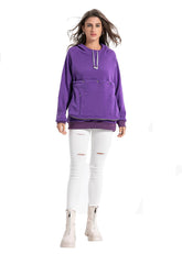 JMOREDEEP cat pouch hoodie front view with spacious secure pet pocket.